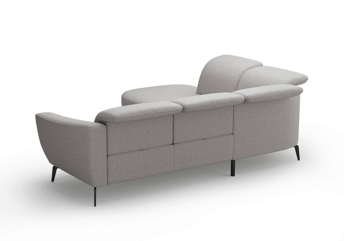 ECKSOFA in Flachgewebe Hellgrau  267/300 cm  - Hellgrau/Schwarz, KONVENTIONELL, Textil/Metall (267/300cm) - Sit & More