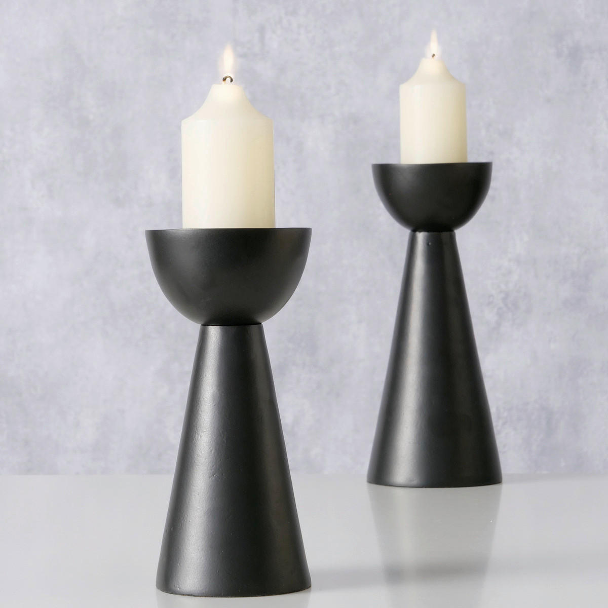 KERZENHALTER-SET - Schwarz, Basics, Metall (10/23,5cm) - Boltze Home