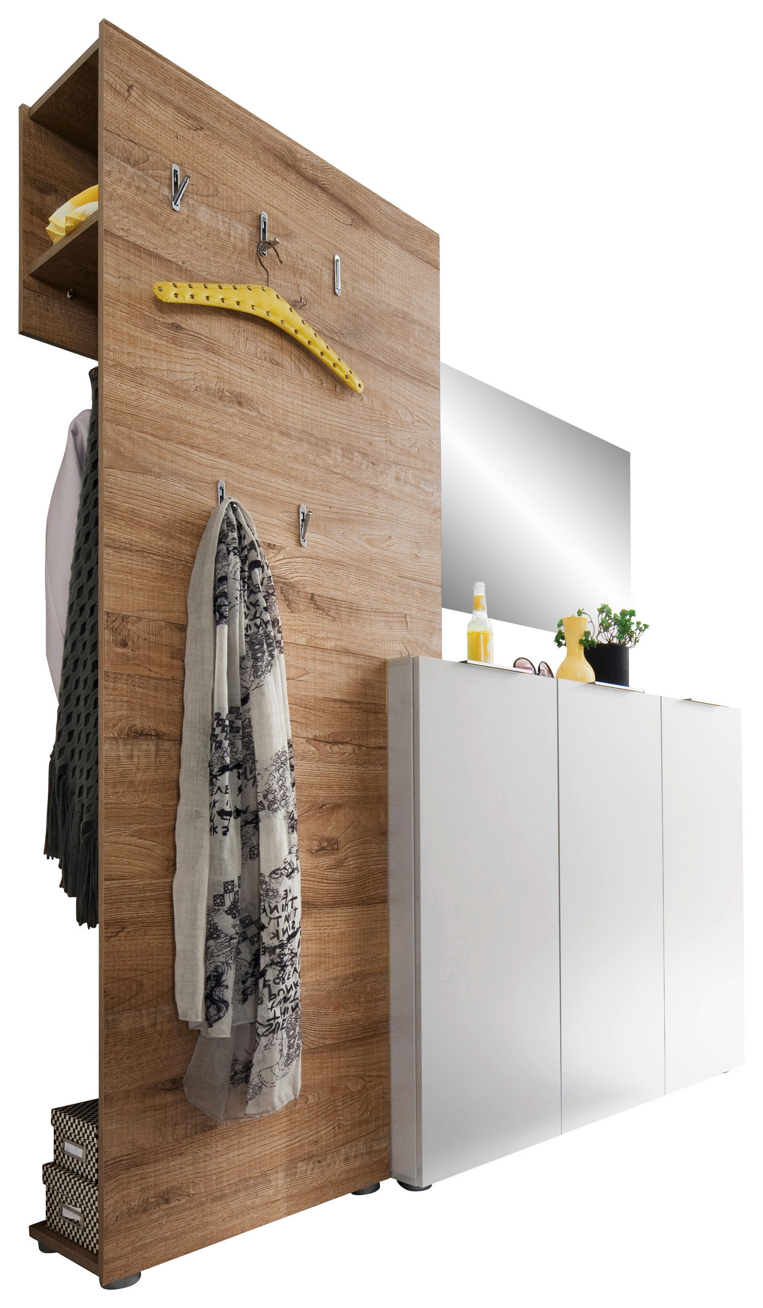 GARDEROBE Weiß, Eichefarben - Eichefarben/Weiß, Design (175/190/39cm) - Carryhome