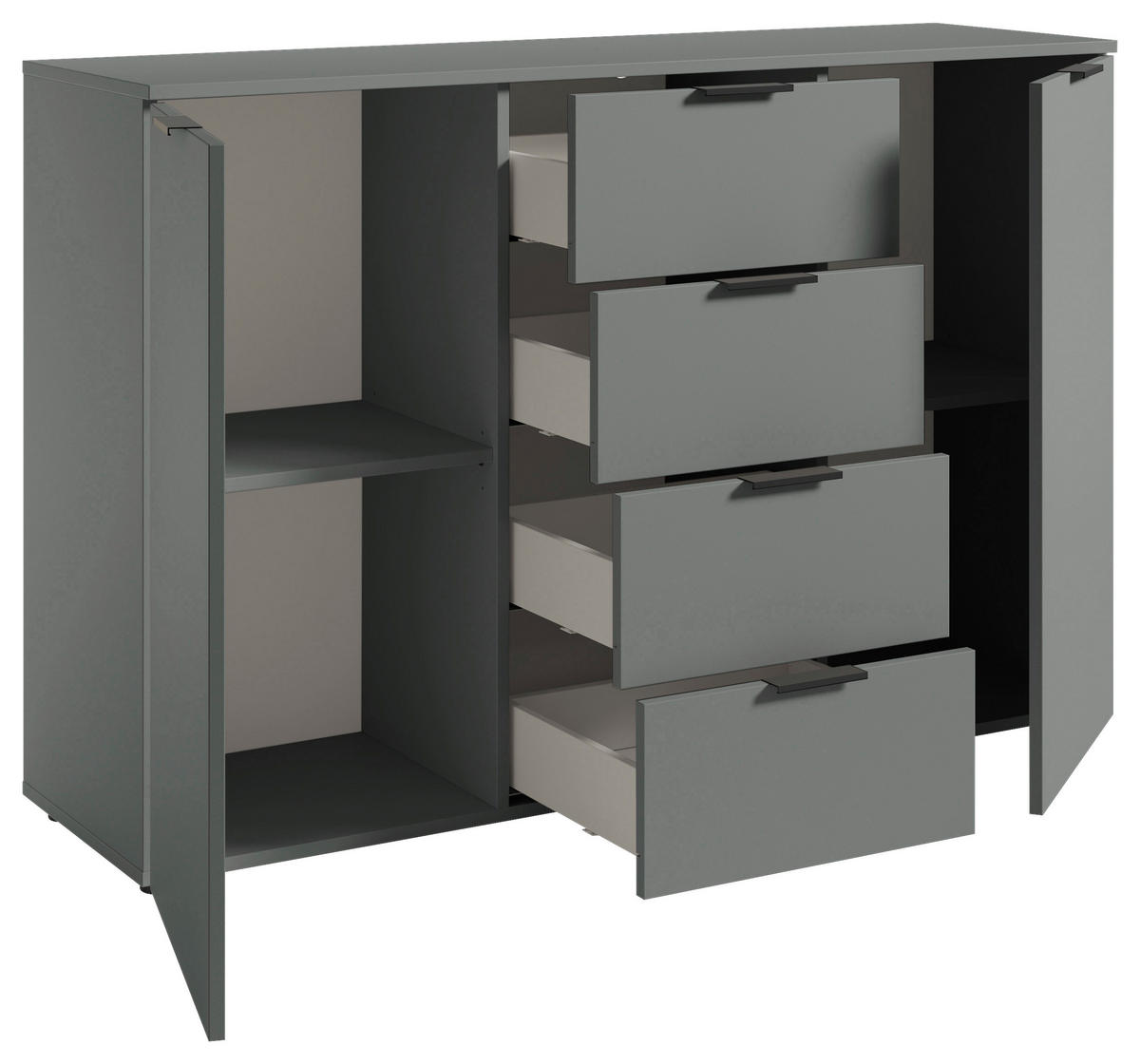 KOMODA S VRATIMA - žalfijazelena/crna, Osnovno, pločasti materijal/plastika (135/90/40cm) - Xora