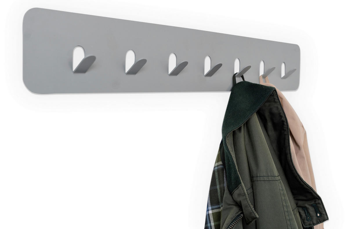 LIŠTA S HÁČIKMI - sivá, Design, kov (70/10/3cm) - Xora