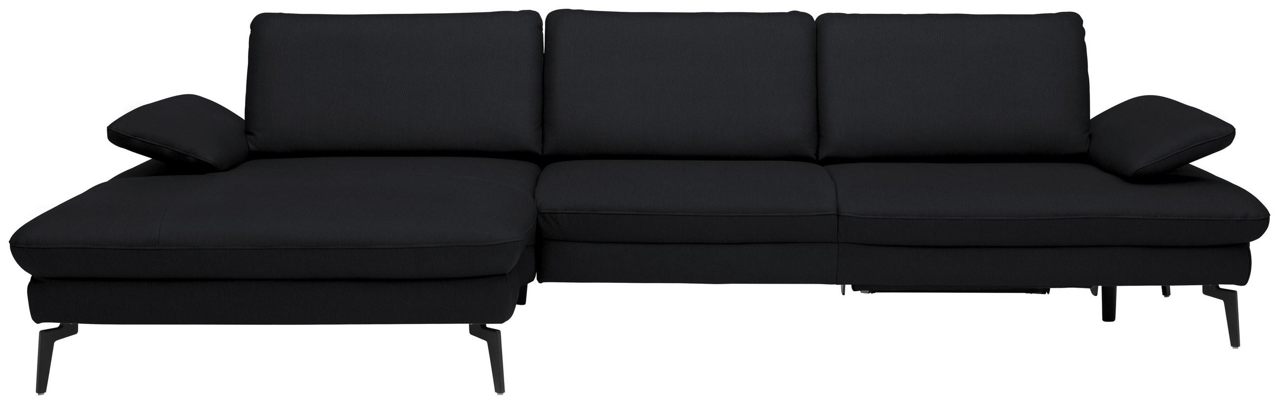 ECKSOFA in Echtleder Anthrazit  - Anthrazit/Schwarz, Design, Leder/Metall (157/325cm) - Dieter Knoll