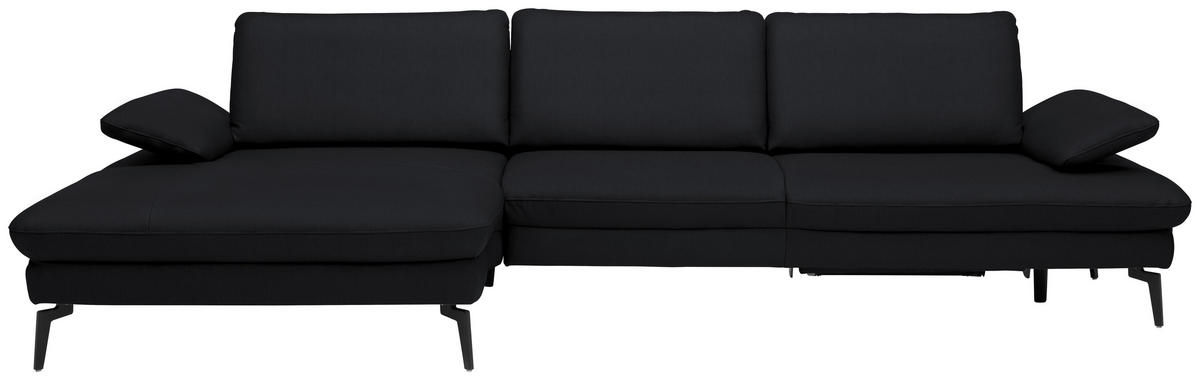 ECKSOFA in Echtleder Anthrazit  - Anthrazit/Schwarz, Design, Leder/Metall (157/325cm) - Dieter Knoll