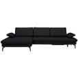 ECKSOFA in Echtleder Anthrazit  - Anthrazit/Schwarz, Design, Leder/Metall (157/325cm) - Dieter Knoll