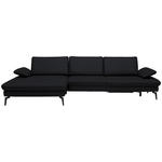 ECKSOFA in Echtleder Anthrazit  - Anthrazit/Schwarz, Design, Leder/Metall (157/325cm) - Dieter Knoll