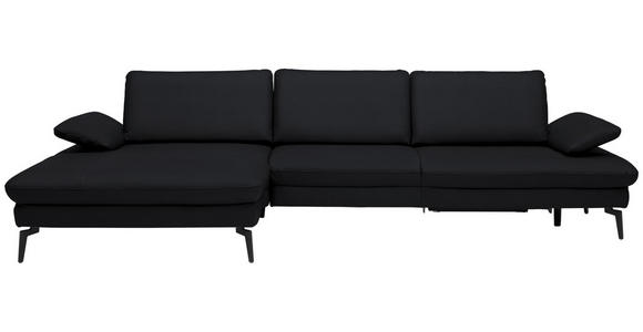 ECKSOFA in Echtleder Anthrazit 157/325 cm - Anthrazit/Schwarz, Design, Leder/Metall (157/325cm) - Dieter Knoll