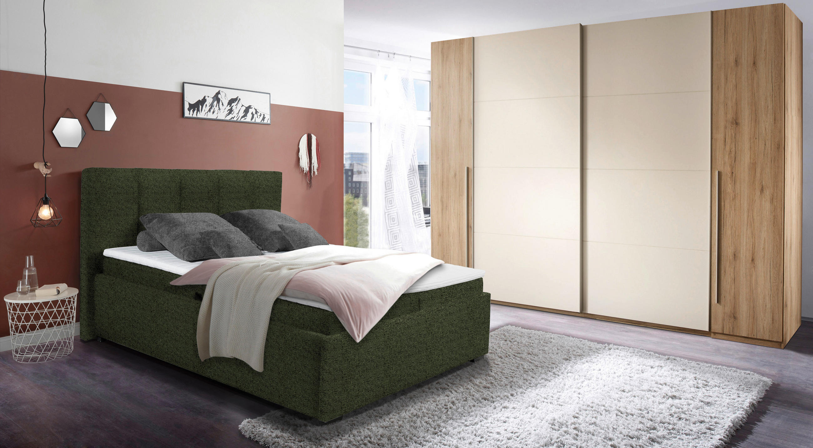 POLSTERBETT Matratze, Bettkasten, Topper Olivgrün 180/200 cm  - Graphitfarben/Schwarz, KONVENTIONELL, Kunststoff/Textil (180/200cm) - Esposa