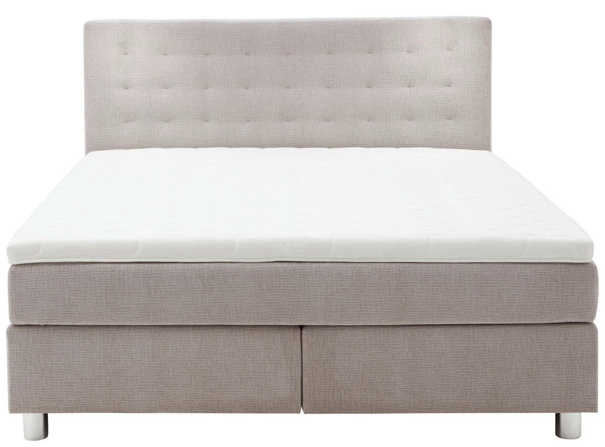 BOXSPRINGBETT 180/200 cm  in Hellgrau  - Chromfarben/Hellgrau, KONVENTIONELL, Kunststoff/Textil (180/200cm) - Voleo
