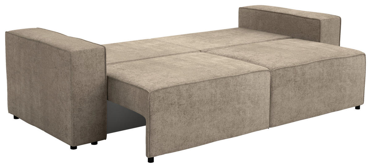 SCHLAFSOFA Webstoff Braun  - Schwarz/Braun, Design, Kunststoff/Textil (254/84/98cm) - Stylife