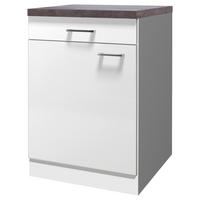 KÜCHENUNTERSCHRANK 60/85/60 cm  in Weiß  - Graubraun/Alufarben, KONVENTIONELL, Holzwerkstoff/Kunststoff (60/85/60cm) - FlexWell