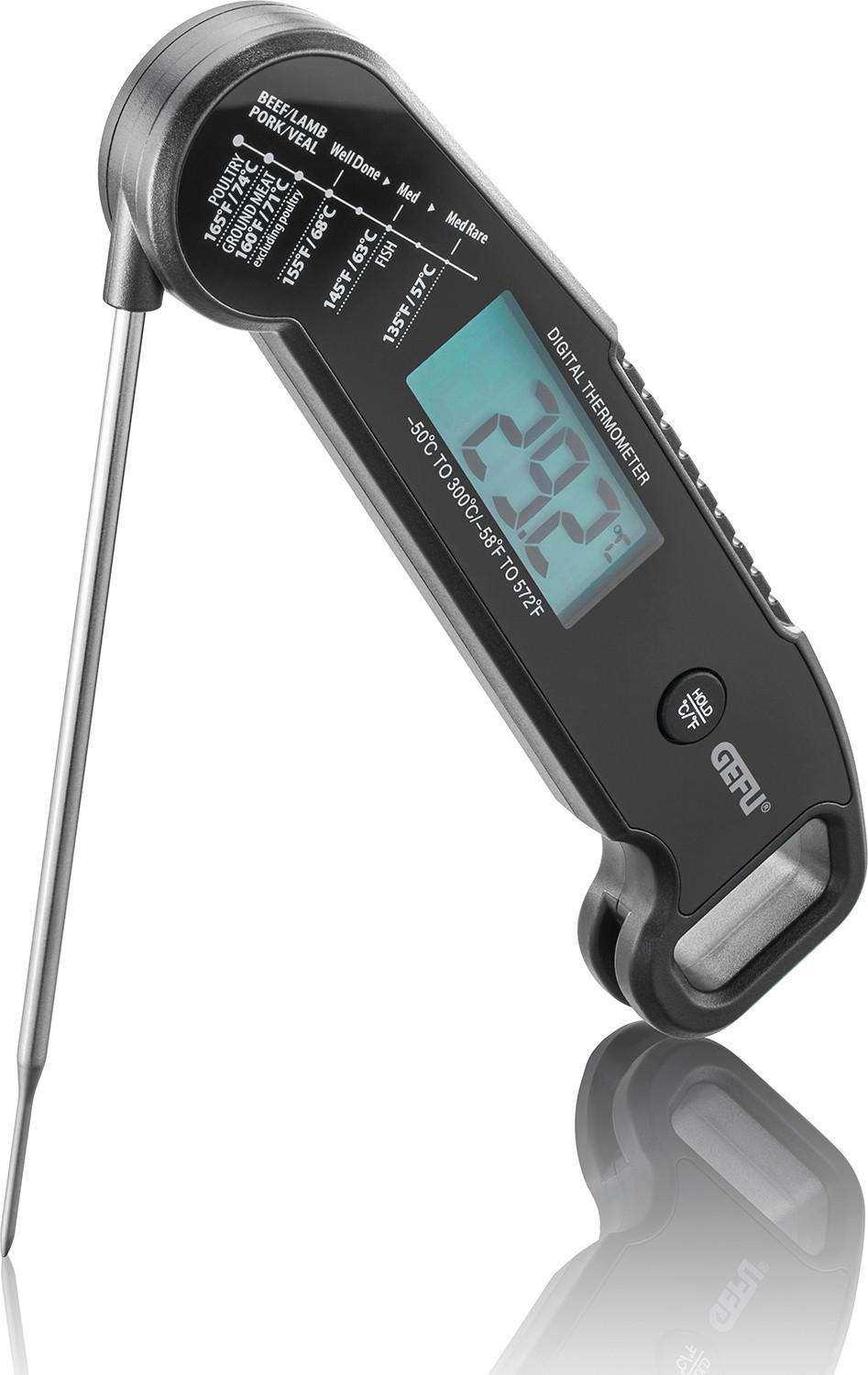 BRATENTHERMOMETER - Silberfarben/Schwarz, KONVENTIONELL, Kunststoff/Metall (15/4/1,5cm) - Gefu