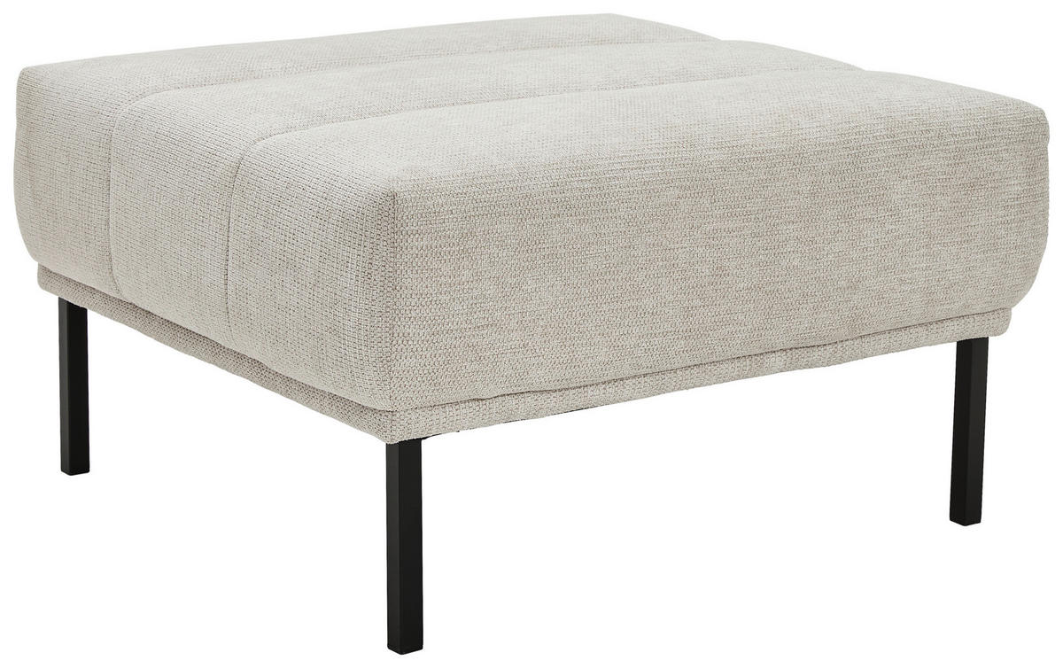 HOCKER in Textil Creme  - Creme/Schwarz, Design, Textil/Metall (80/46/80cm) - Pure Home Lifestyle