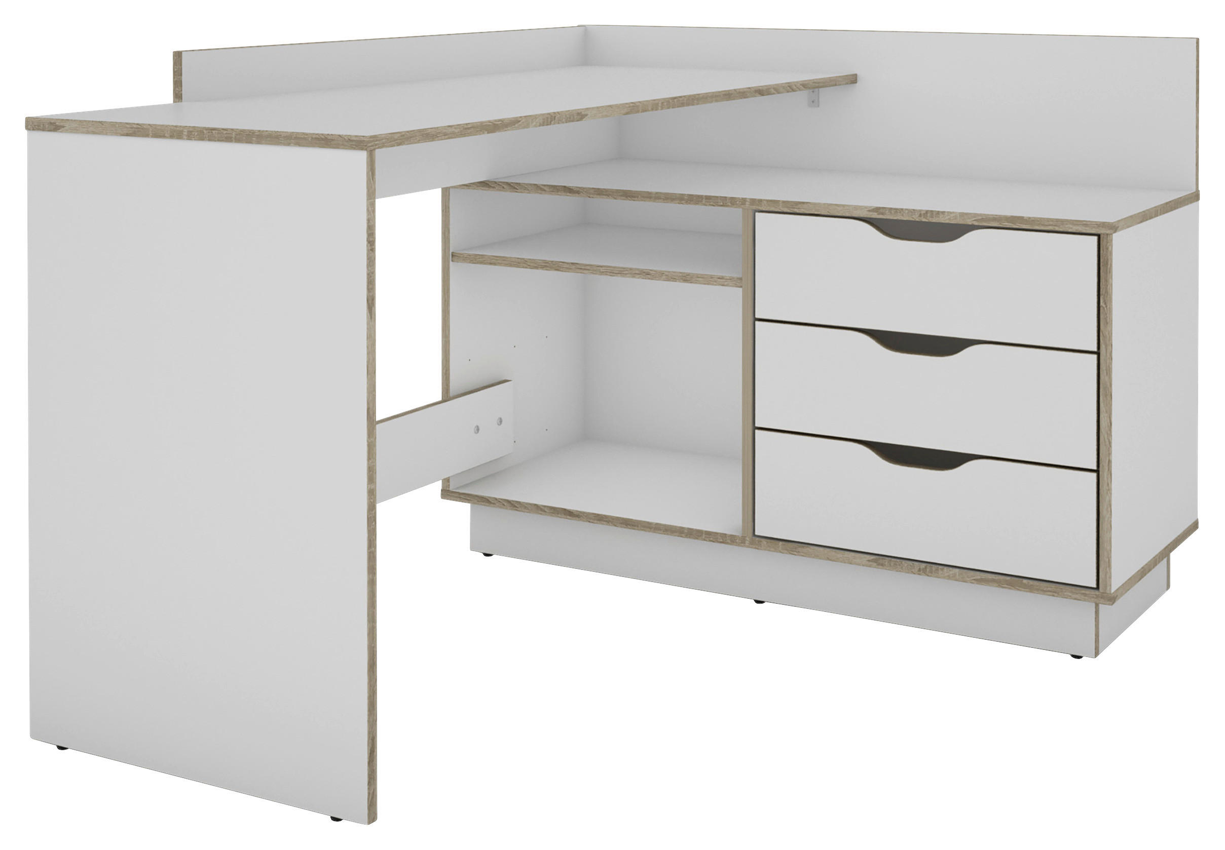 ECKSCHREIBTISCH 129/105/84 cm  in Weiß, Sonoma Eiche  - Weiß/Sonoma Eiche, MODERN, Holzwerkstoff (129/105/84cm) - MID.YOU