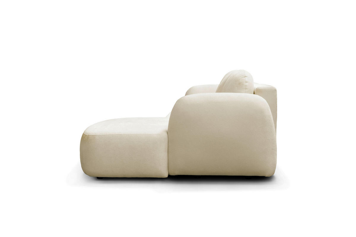 ECKSOFA VELU Creme Chenille  - Creme/Schwarz, Design, Textil (270cm) - MID.YOU