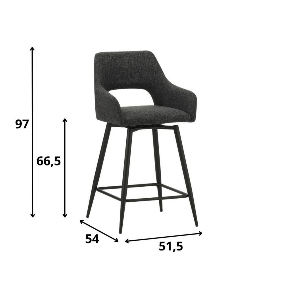 BARHOCKER-SET in Schwarz  - Schwarz, MODERN, Textil/Metall (51,5/97/54cm) - MID.YOU