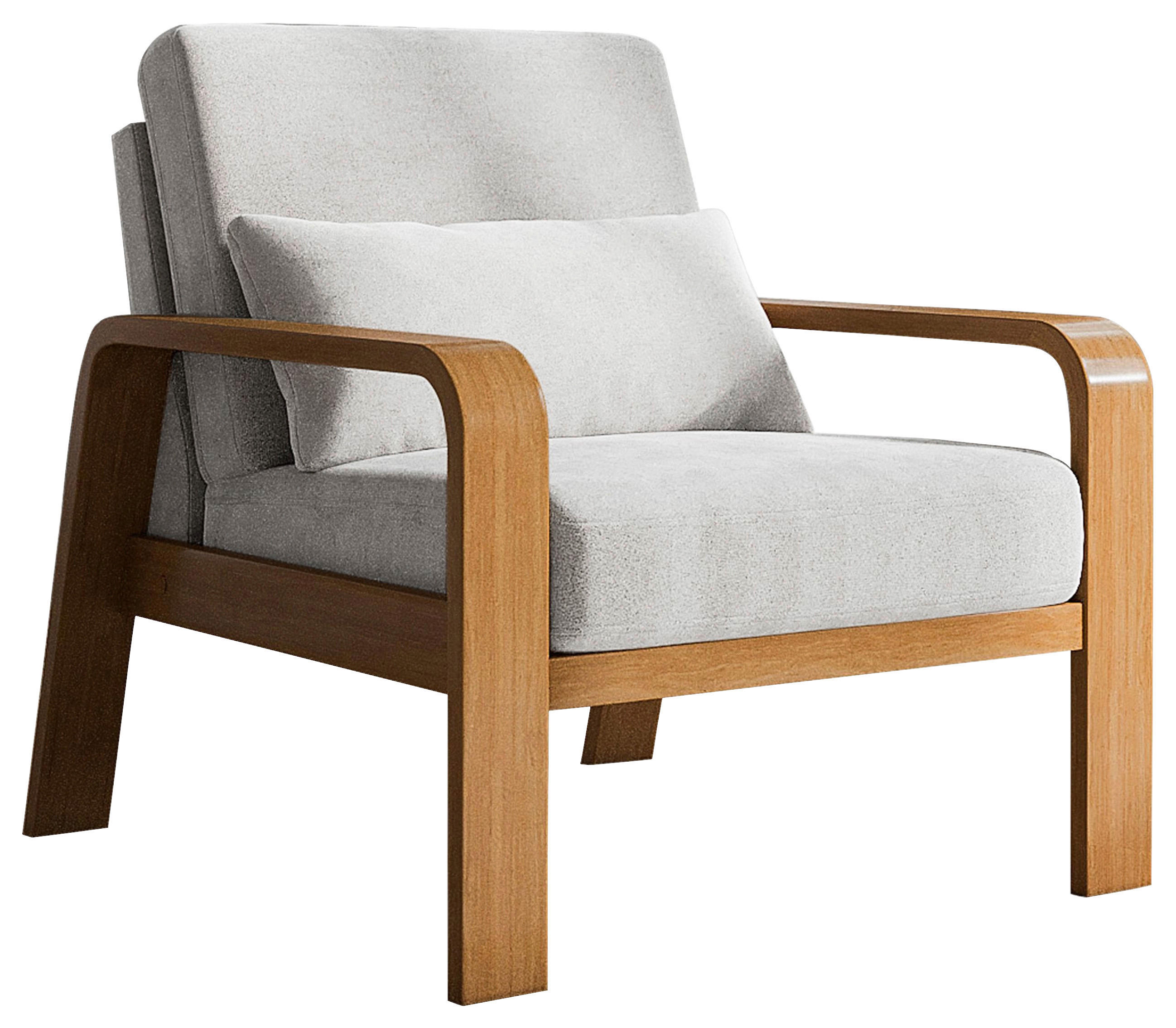 FERNSEHSESSEL in Mikrofaser Hellgrau  - Eichefarben/Hellgrau, Konventionell, Holz/Textil (79/91/93cm) - Livetastic