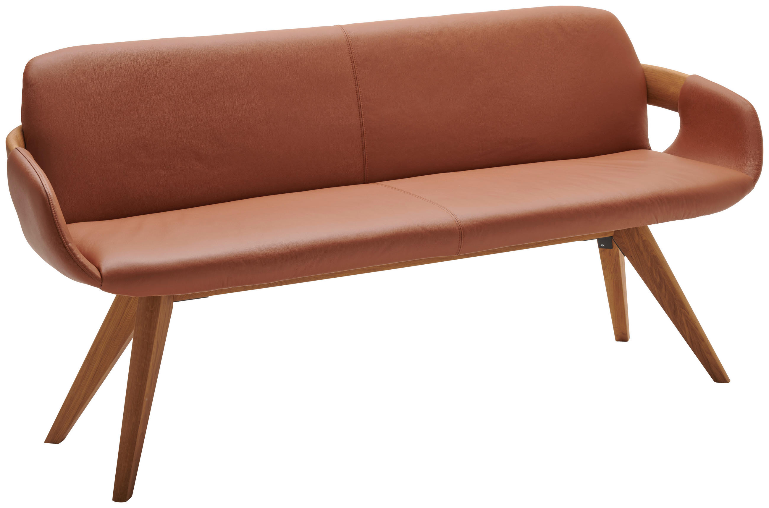 SITZBANK 182,5/86,5/58,5 cm  in Eichefarben, Cognac  - Eichefarben/Cognac, Natur, Leder/Holz (182,5/86,5/58,5cm) - Valnatura