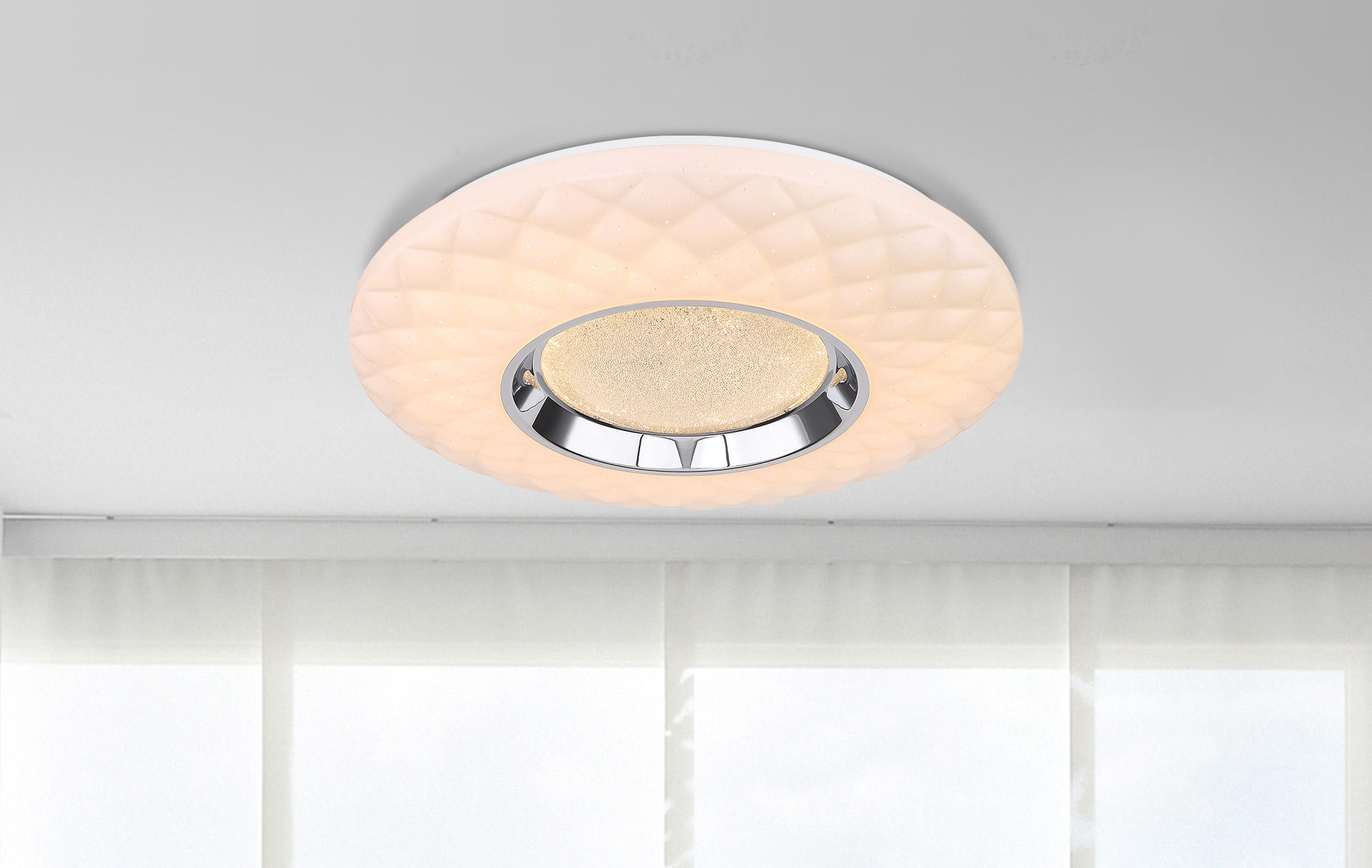 PLAFONIERĂ CU LED - alb/opal, Design, plastic/metal (49/6.8cm) - Novel