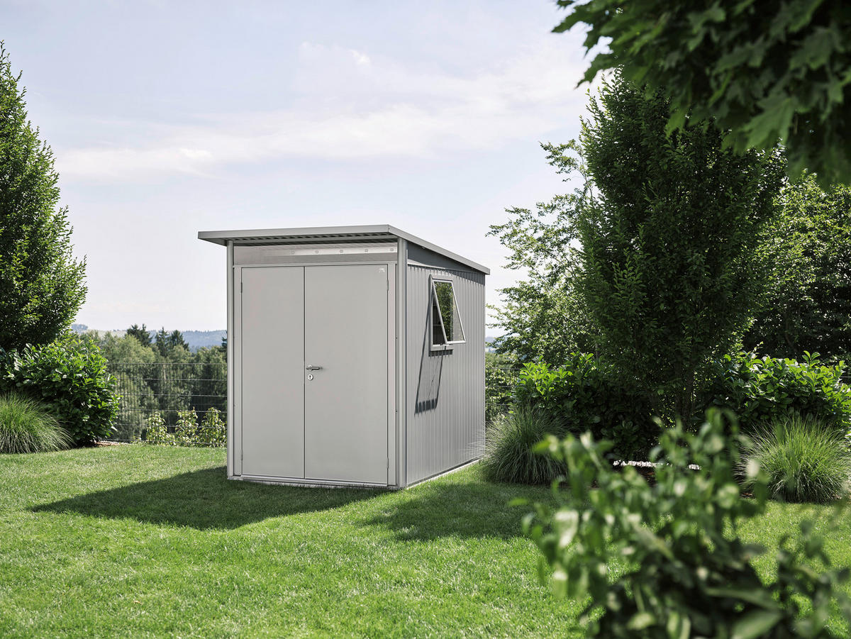 GERÄTEHAUS 180/218/220 cm  - Grau, Design, Metall (180/218/220cm) - Biohort