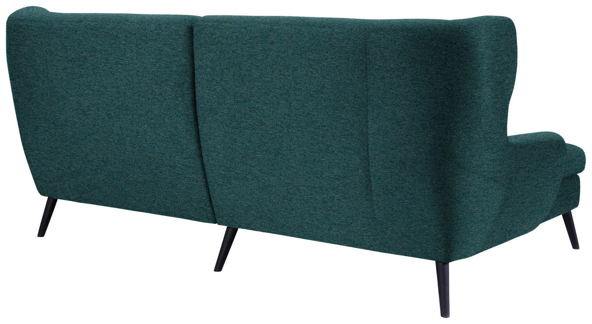 ECKSOFA  in Flachgewebe Petrol  165/237 cm  - Petrol/Schwarz, Design, Holz/Textil (165/237cm) - Stylife