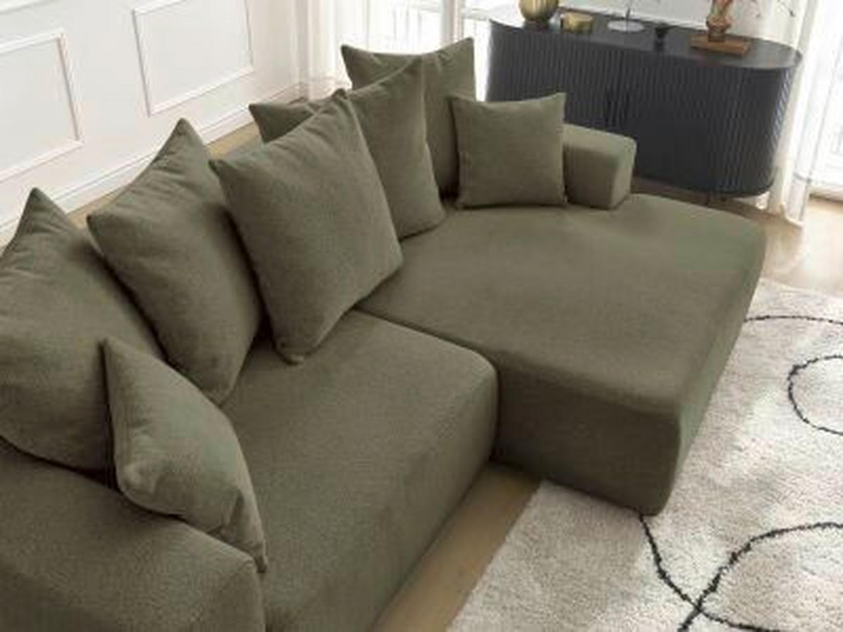ECKSOFA Ottomane rechts  ATILLA Grün Flachgewebe  - Schwarz/Grün, MODERN, Kunststoff/Textil (244/149cm)