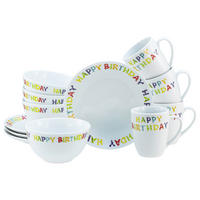 FRÜHSTÜCKSSERVICE 12-teilig 4 Personen Multicolor Happy Birthday  - Multicolor, Basics, Keramik - Creatable
