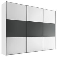 SCHWEBETÜRENSCHRANK 298/222/68 cm 3-türig Anthrazit, Weiß  - Anthrazit/Schwarz, Holzwerkstoff/Metall (298/222/68cm) - Moderano