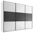 SCHWEBETÜRENSCHRANK  in Anthrazit, Weiß  - Anthrazit/Schwarz, Holzwerkstoff/Metall (298/222/68cm) - Moderano