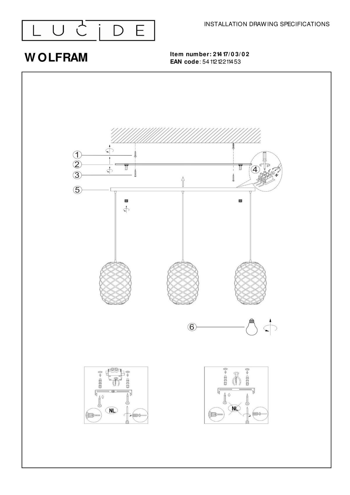 HÄNGELEUCHTE WOLFRAM 130/25/155 cm   - Messingfarben, Design, Metall (130/25/155cm) - Lucide