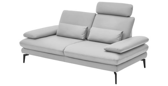 2,5-SITZER  in Echtleder Weiß   - Schwarz/Weiß, Design, Leder/Metall (196/86/104cm) - Dieter Knoll