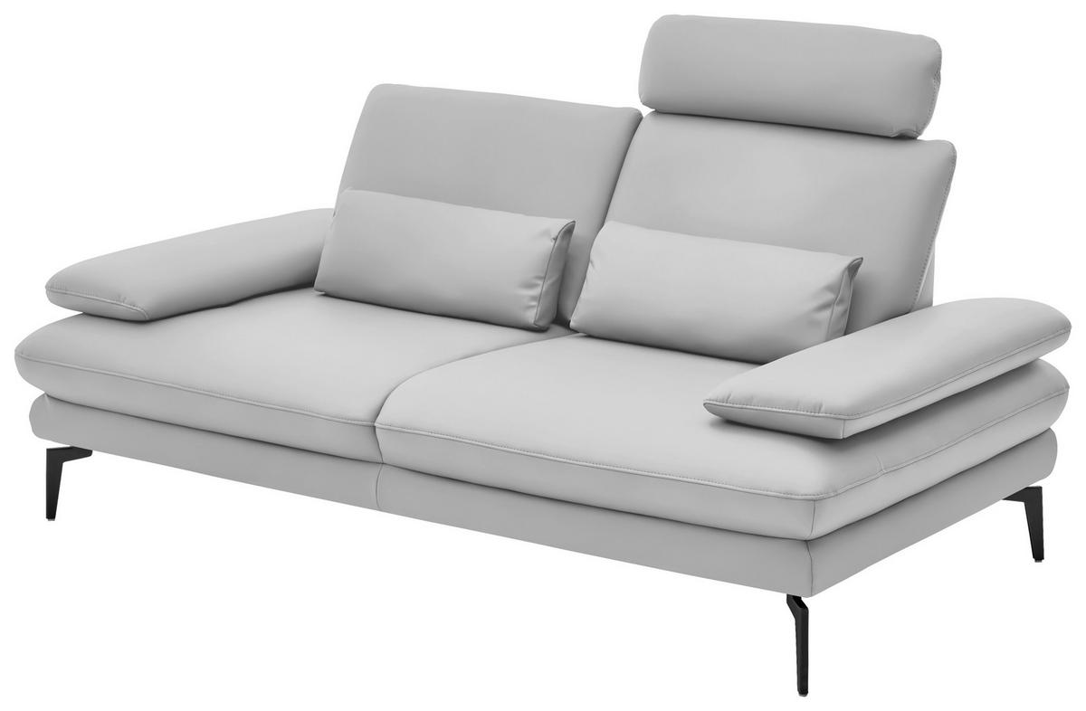 2,5-SITZER in Leder Weiß  - Schwarz/Weiß, Design, Leder/Metall (196/86/104cm) - Dieter Knoll
