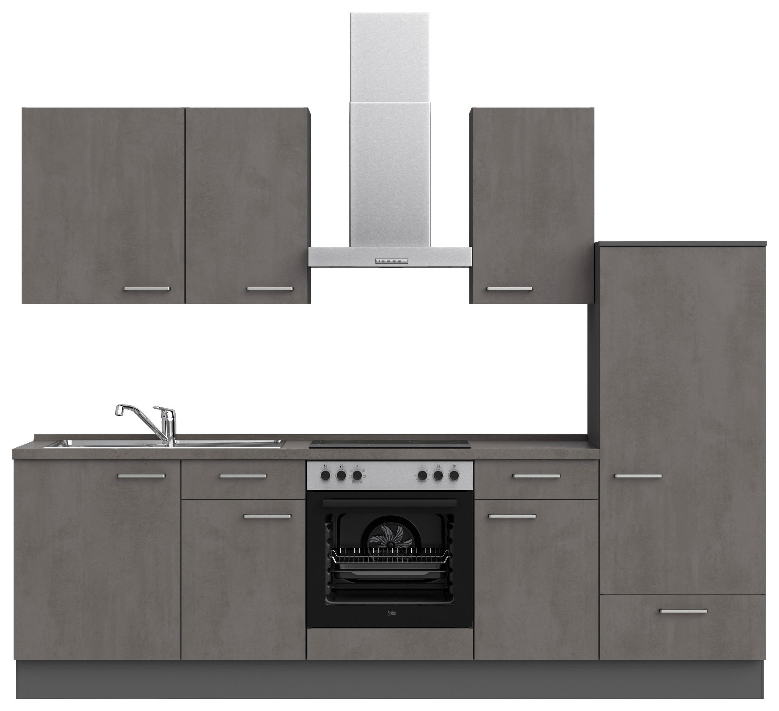 KÜCHENBLOCK 270 cm   in Schieferfarben  - Schieferfarben/Edelstahlfarben, MODERN, Holzwerkstoff/Metall (270cm) - Nobilia