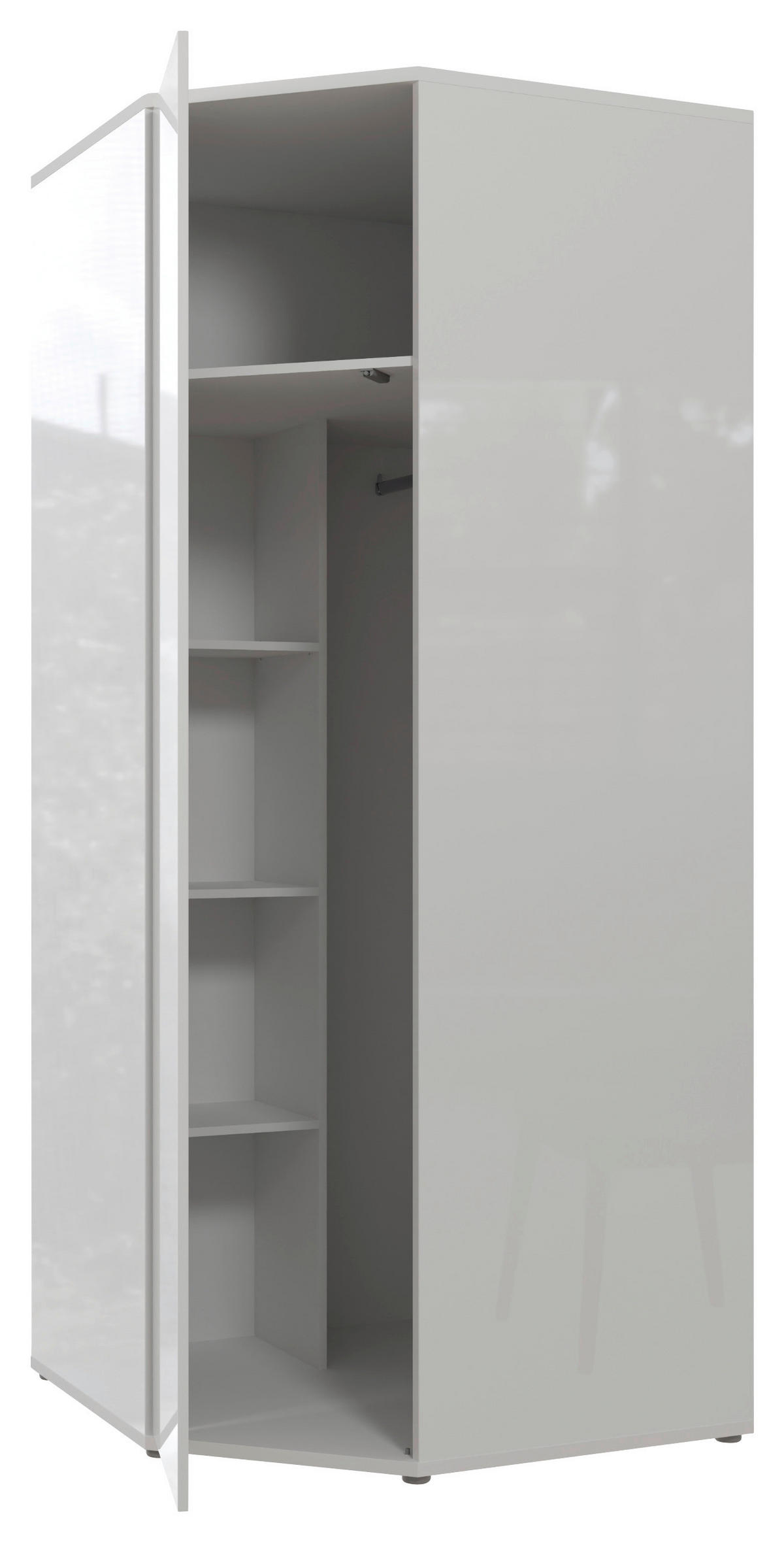 ECKKLEIDERSCHRANK 92/214/92 cm Weiß, Weiß Hochglanz  - Weiß Hochglanz/Weiß, Trend, Holzwerkstoff (92/214/92cm) - Carryhome