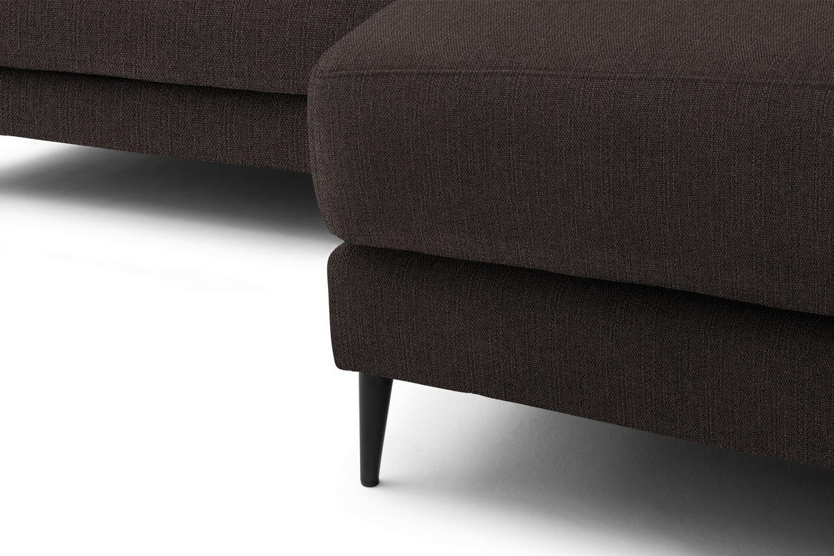 ECKSOFA in Flachgewebe Braun  253/177 cm  - Schwarz/Braun, Design, Textil/Metall (253/177cm) - Dieter Knoll