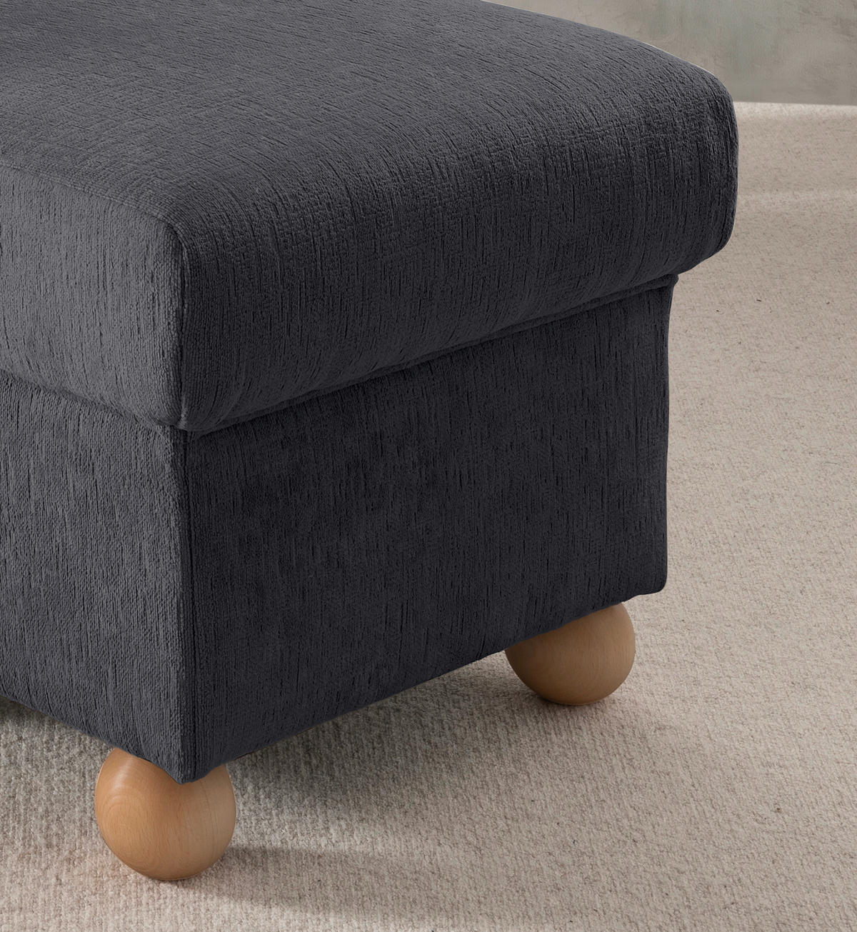 HOCKER Mikrofaser Anthrazit  - Wildeiche/Anthrazit, KONVENTIONELL, Holz/Textil (56/46/56cm) - Livetastic