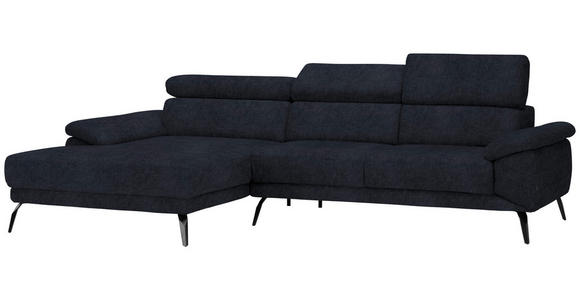 ECKSOFA Dunkelgrau Velours - Dunkelgrau/Schwarz, Design, Textil/Metall (187/295cm) - Novel