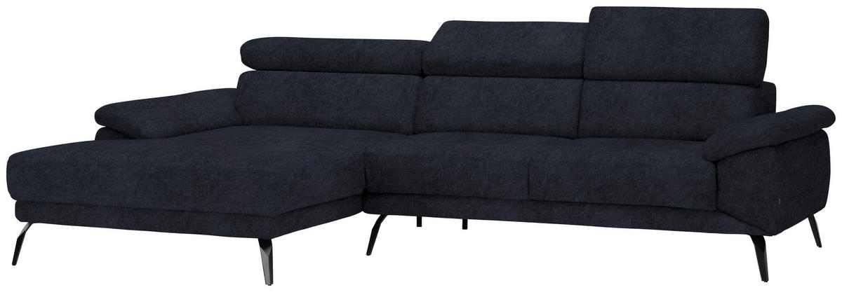 ECKSOFA in Velours Dunkelgrau  - Dunkelgrau/Schwarz, Design, Textil/Metall (187/295cm) - Novel