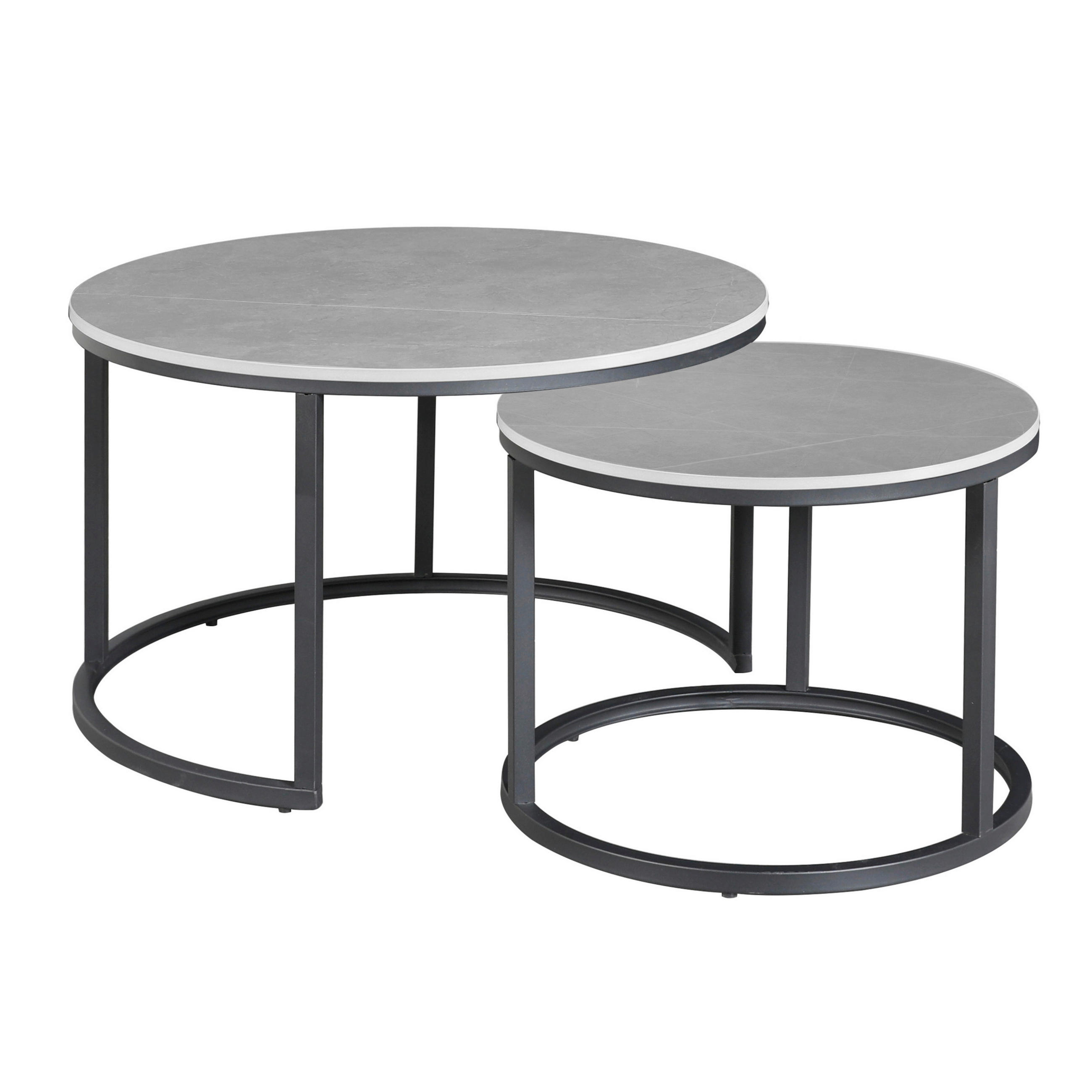 COUCHTISCH rund Grau  - Schwarz/Grau, MODERN, Stein/Metall (68/43/68cm) - MID.YOU