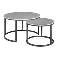 SADA KONFERENČNÍCH STOLKŮ, šedá, kámen, 68/43/68 cm - šedá/černá, Moderní, kov/kámen (68/43/68cm) - MID.YOU