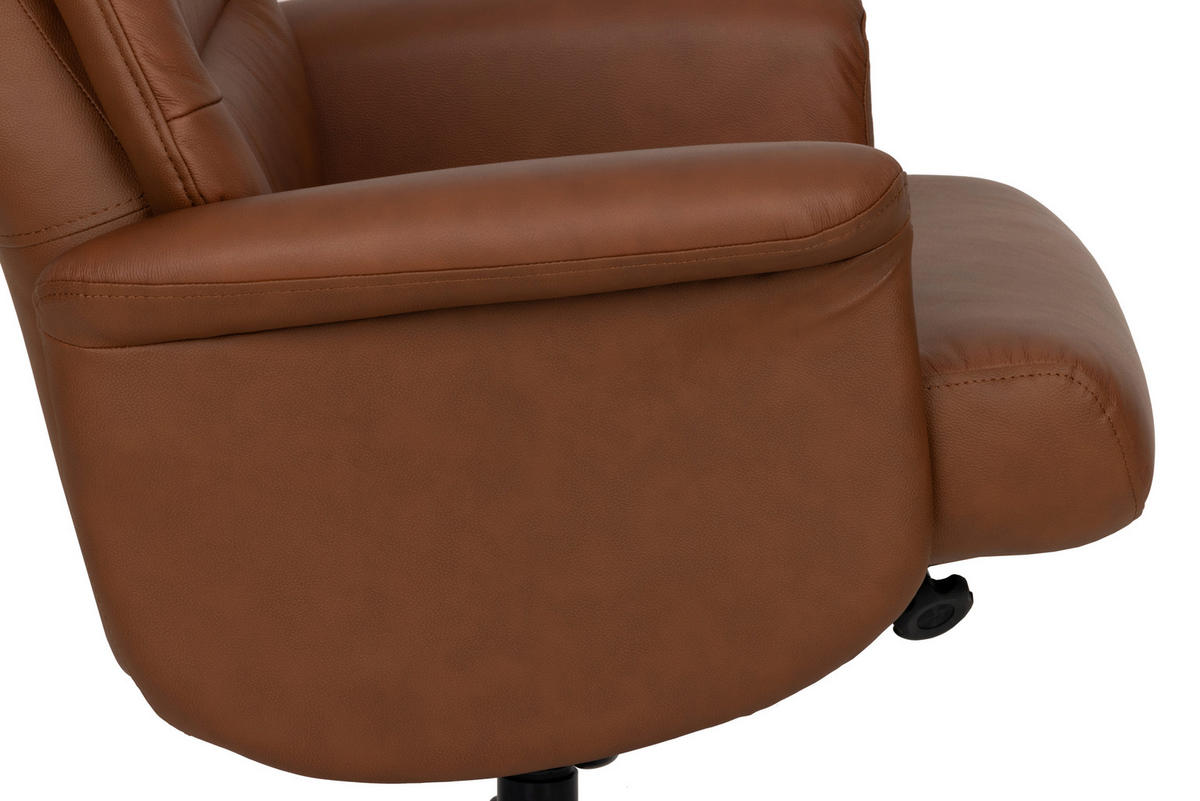 RELAXSESSELSET Lederlook Echtleder    - Schwarz/Kupferfarben, Design, Leder/Textil (76/107/79cm) - Livetastic