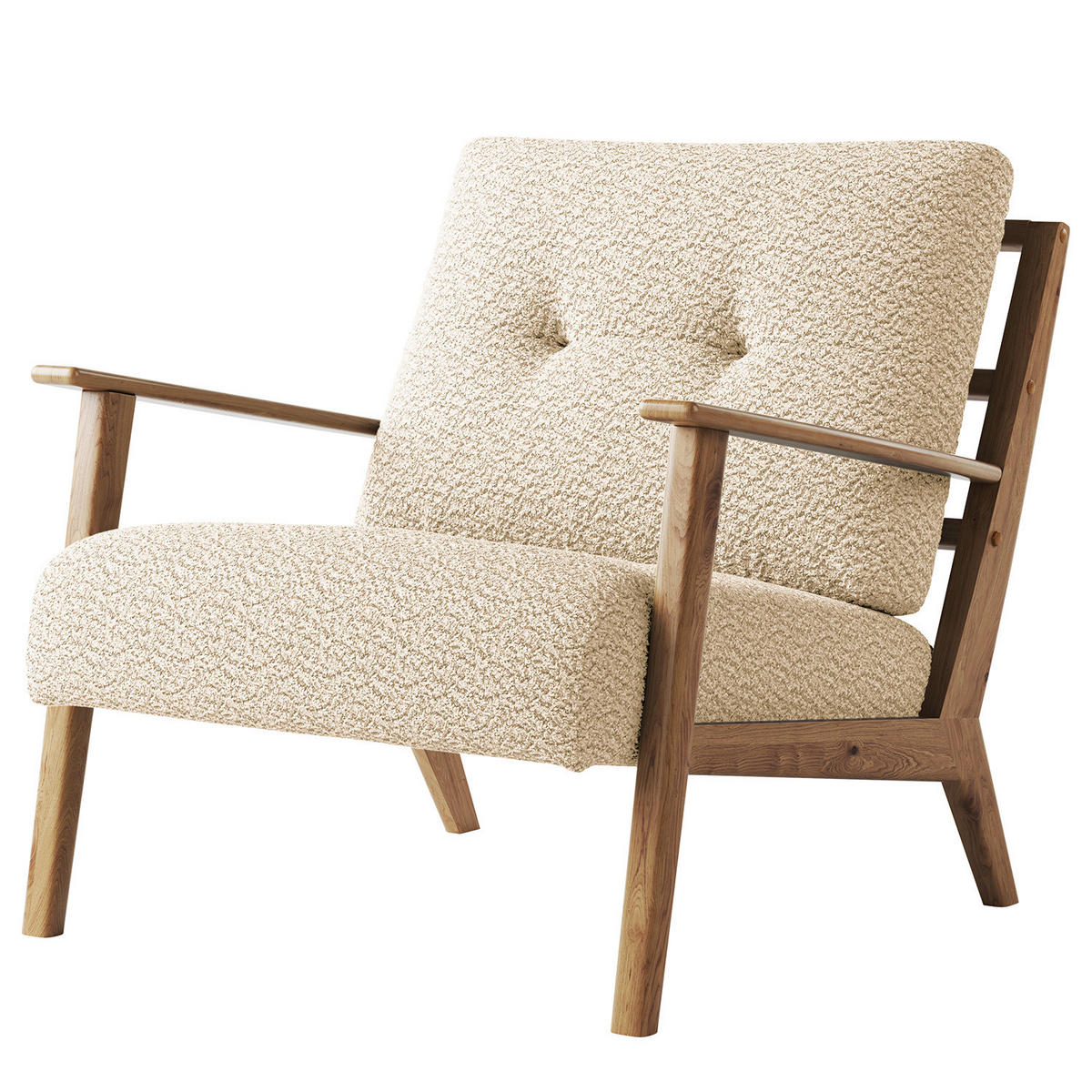 SESSEL in Bouclé Eichefarben, Beige  - Eichefarben/Beige, Natur, Holz/Textil (75/71/80cm) - home24