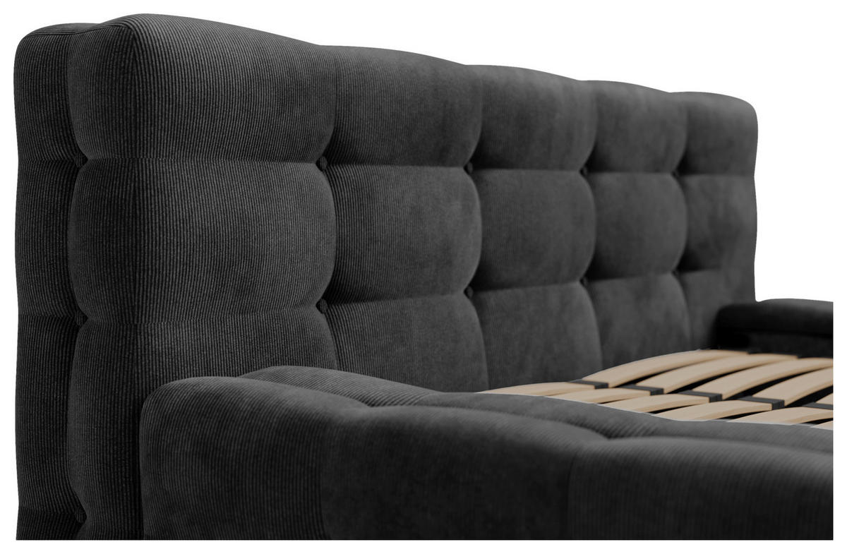POLSTERBETT Lattenrost, Bettkasten 120/200 cm  in Anthrazit  - Anthrazit/Schwarz, Design, Holz/Textil (120/200cm) - Boxxx