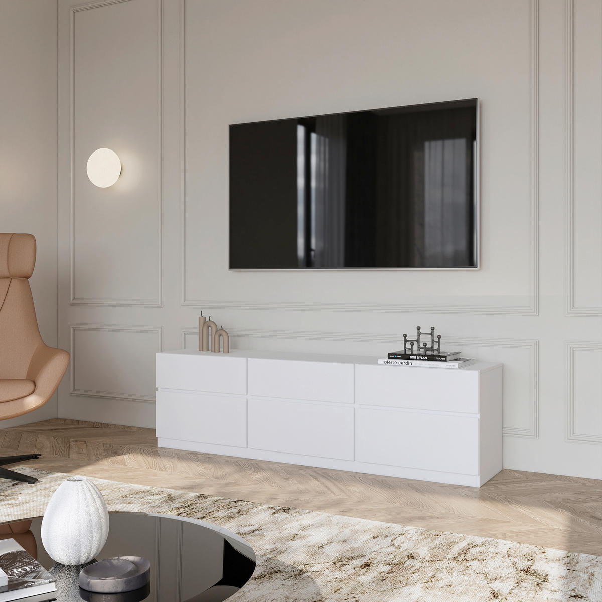 LOWBOARD  in 179,9/52,3/40 cm  - Weiß, Design, Holzwerkstoff (179,9/52,3/40cm) - MID.YOU