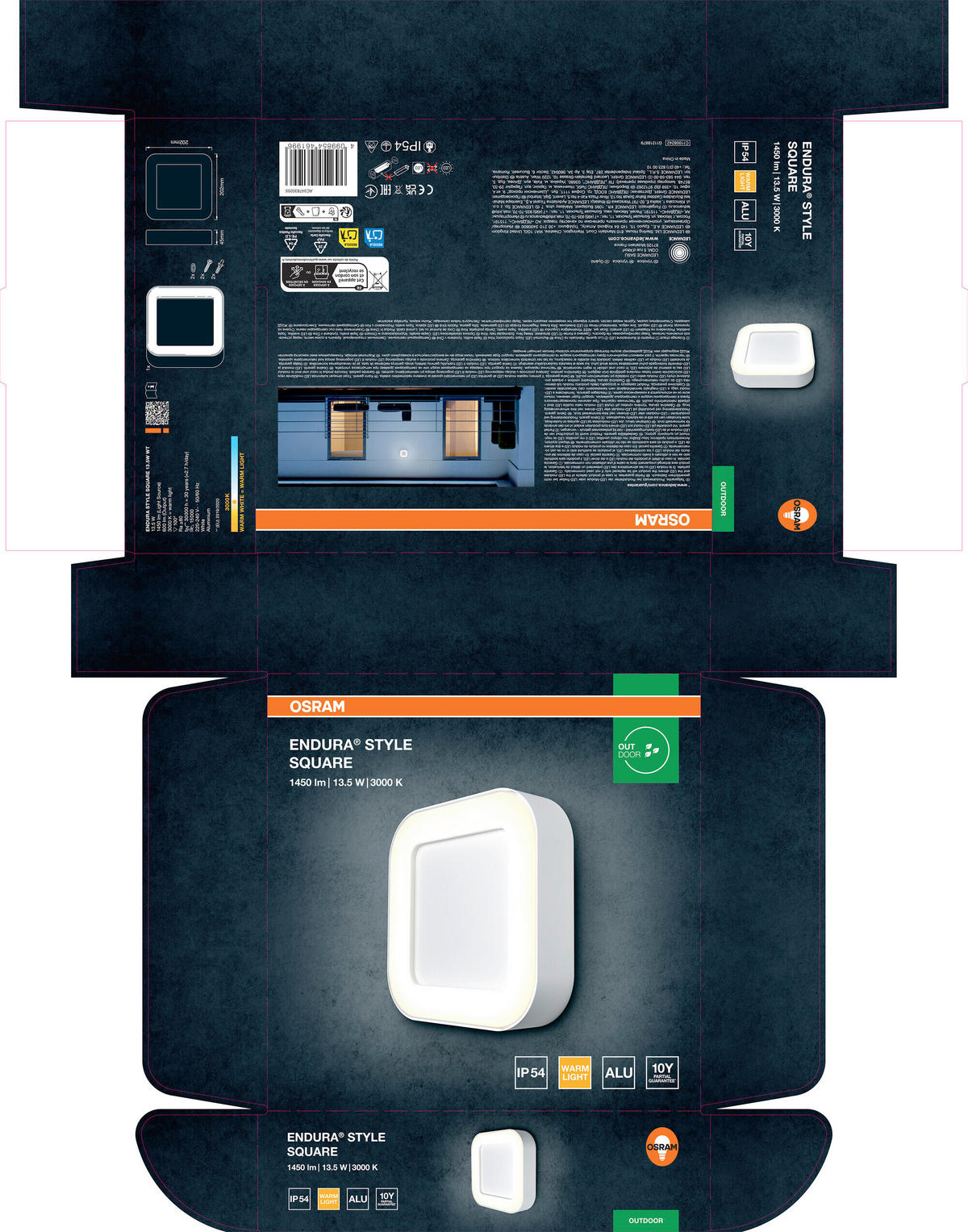 LED-AUßENLEUCHTE 20,2/20,2/4,5 cm   - Weiß, Basics, Kunststoff/Metall (20,2/20,2/4,5cm) - Osram