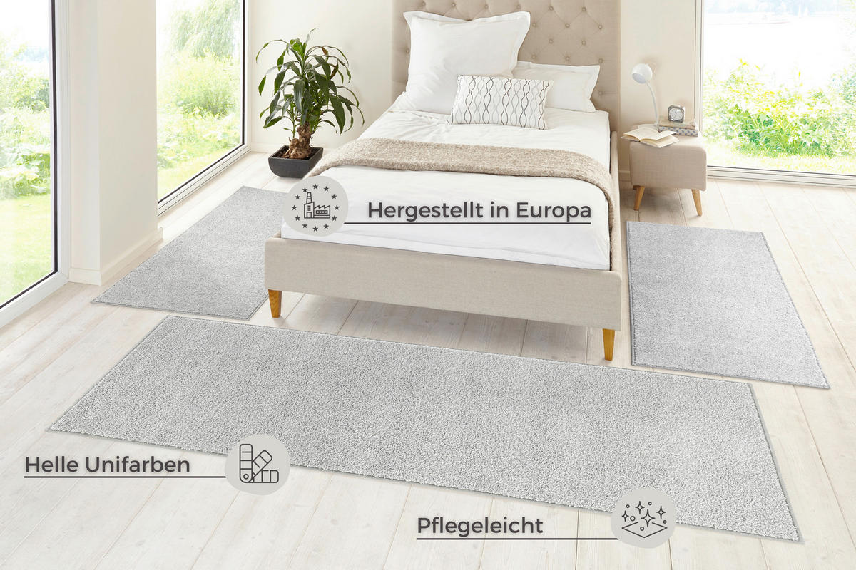 WEBTEPPICH 70/140 cm Pure Hellgrau rechteckig  - Hellgrau, Basics, Kunststoff (70/140cm) - Hanse Home