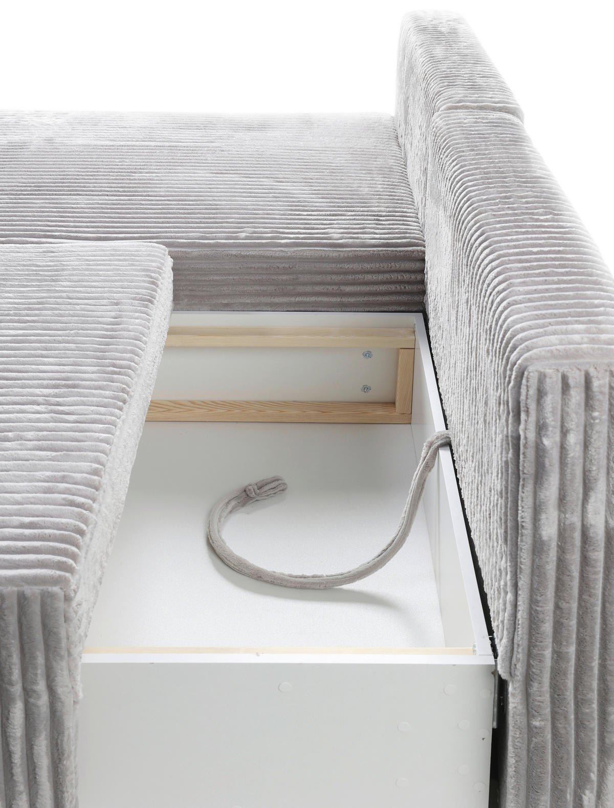 ECKSOFA in Cord Hellgrau  - Hellgrau/Schwarz, Modern, Holz/Textil (145/210cm) - MID.YOU