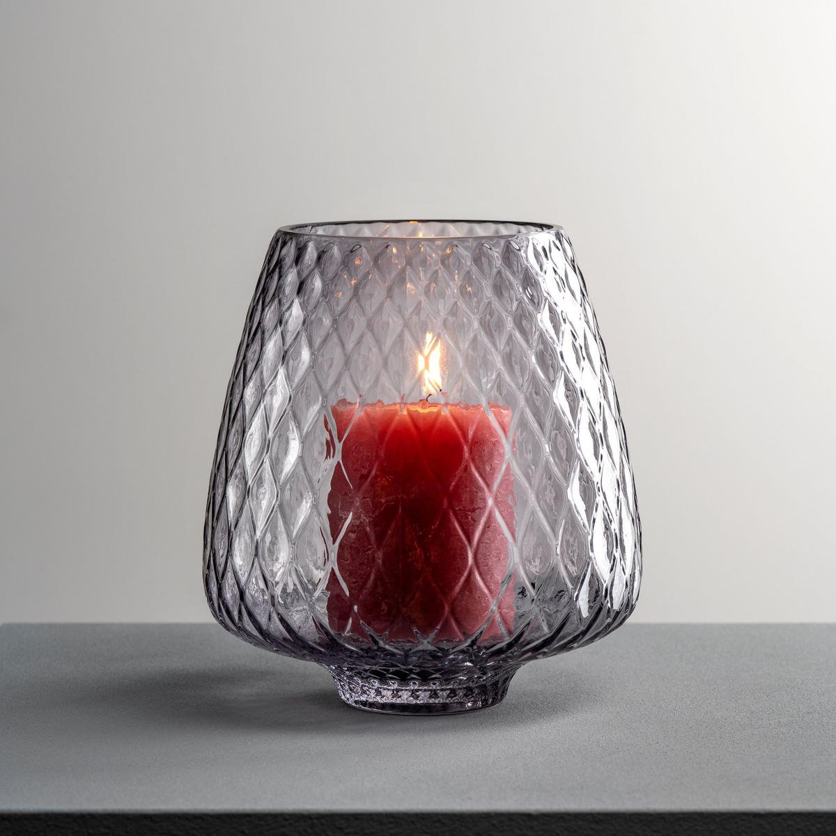 WINDLICHT - Grau, Basics, Glas (18/20/18cm) - Leonardo