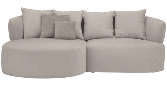 ECKSOFA in Plüsch Greige 166/235 cm - Greige/Graubraun, MODERN, Kunststoff/Textil (166/235cm) - Hom`in