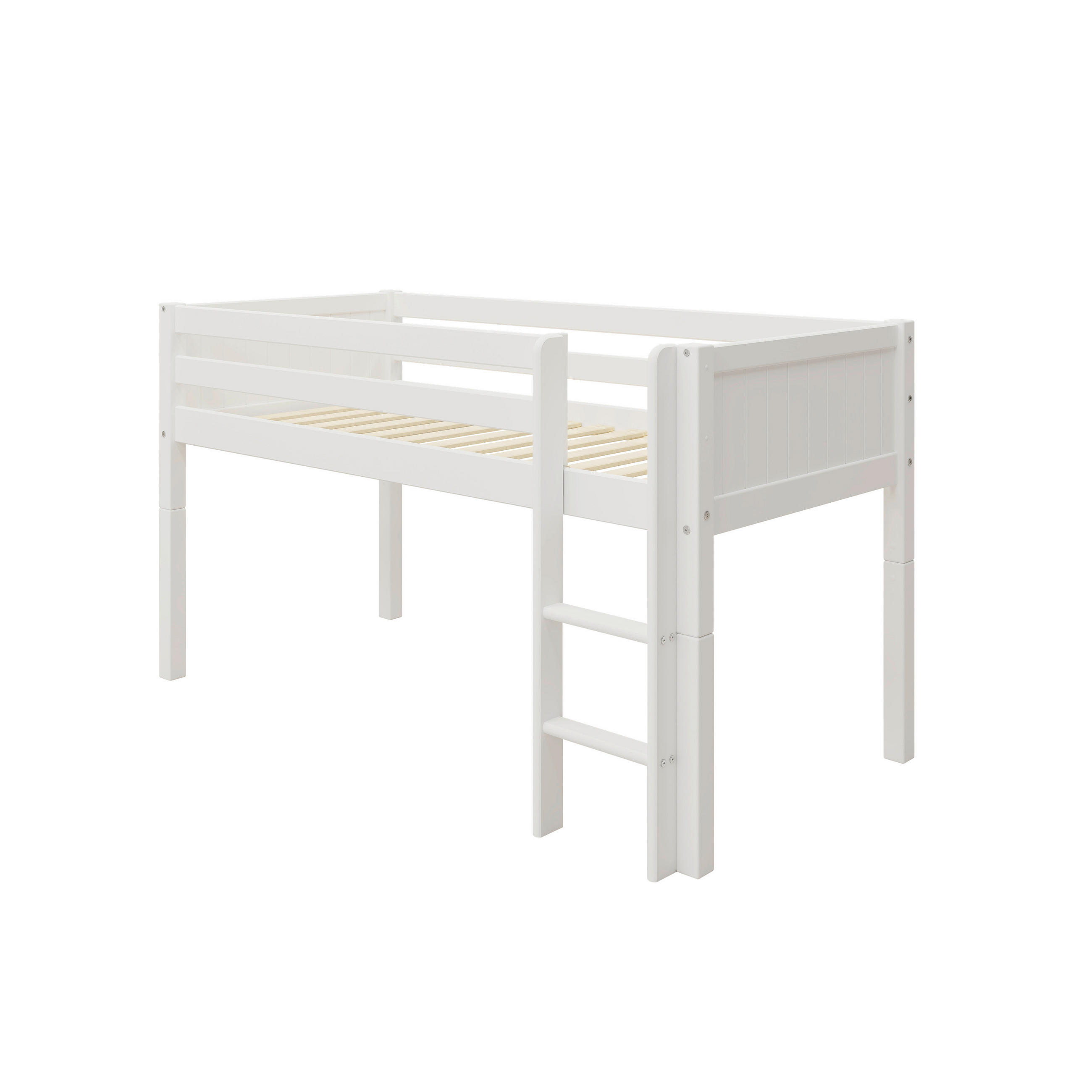 HOCHBETT 90/200 cm,  in Absturzsicherung, Leiter, Rollrost  - Weiß, MODERN, Holz (90/200cm) - Chameo