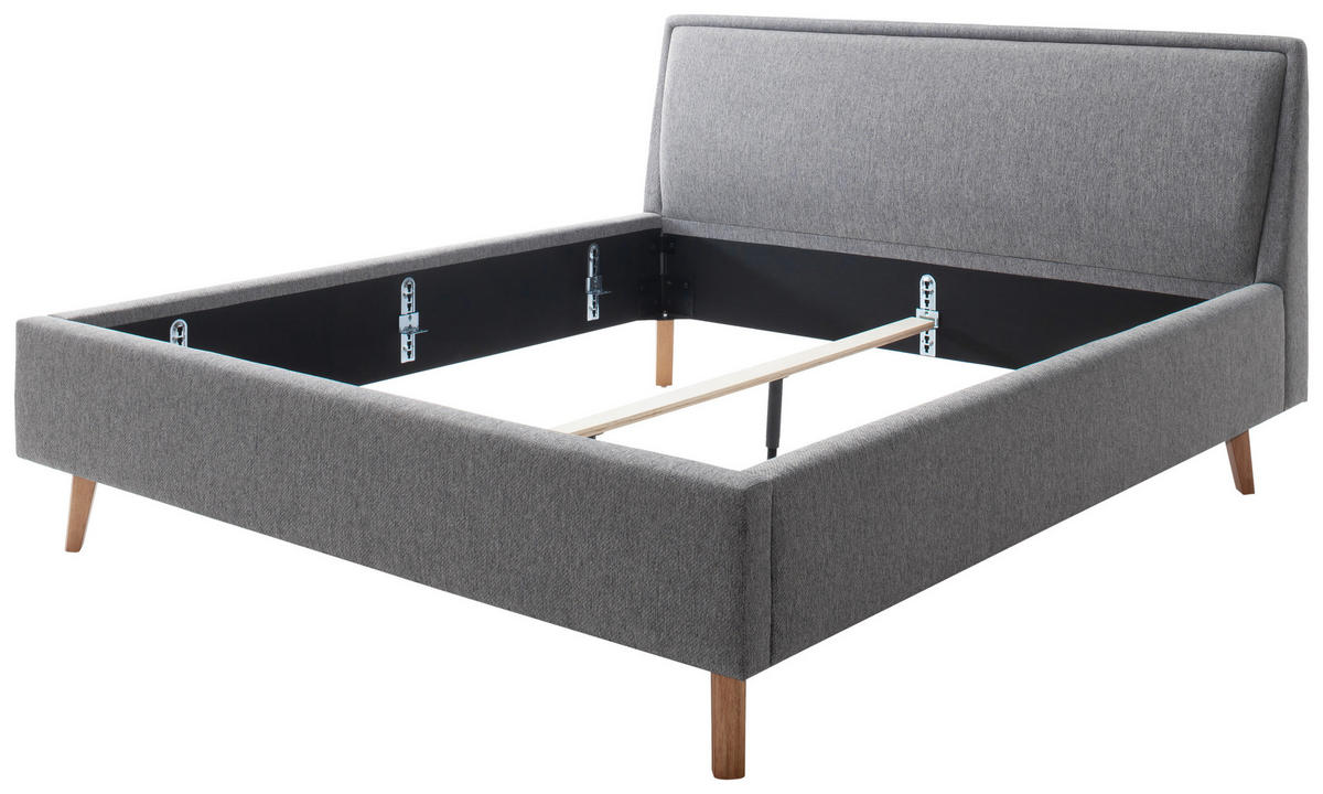 POLSTERBETT Grau 180/200 cm  - Eichefarben/Grau, MODERN, Holz/Textil (180/200cm) - Livetastic